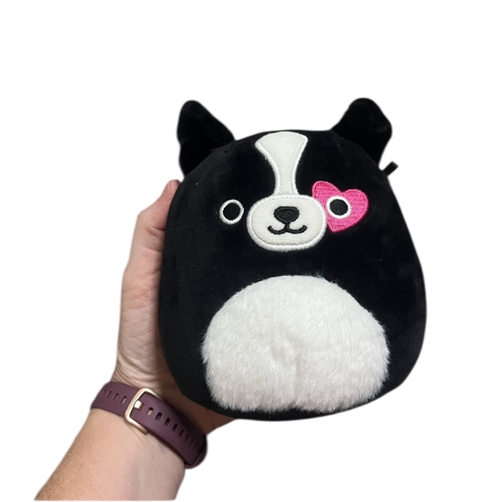 Squishmallows Tommy Black White Puppy Dog Plush 5" Valentine's Holiday Hearts
